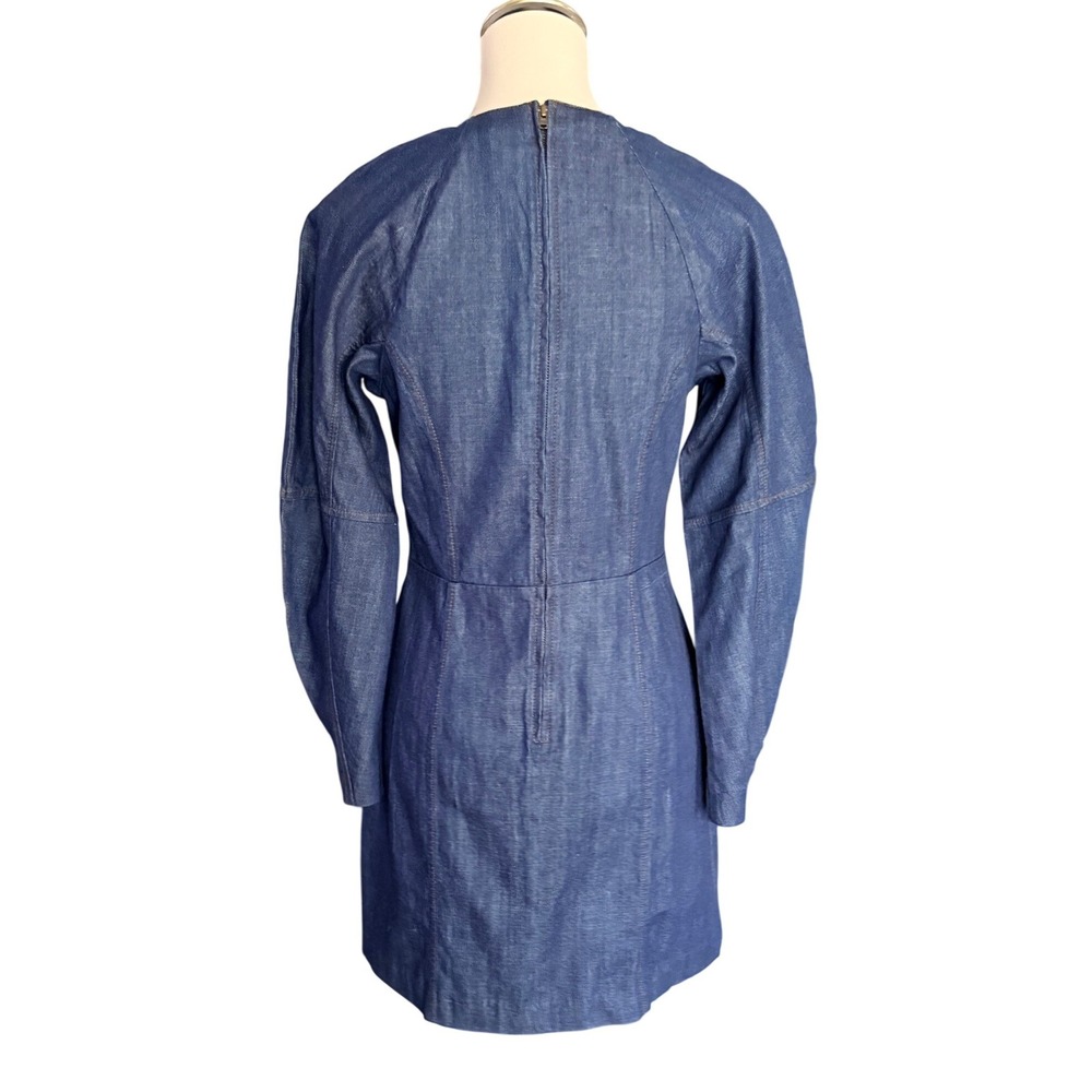 Banana Republic Denim Fit and Flare Mini Dress Indigo Blue Long Sleeve Size 6 - Picture 4 of 12